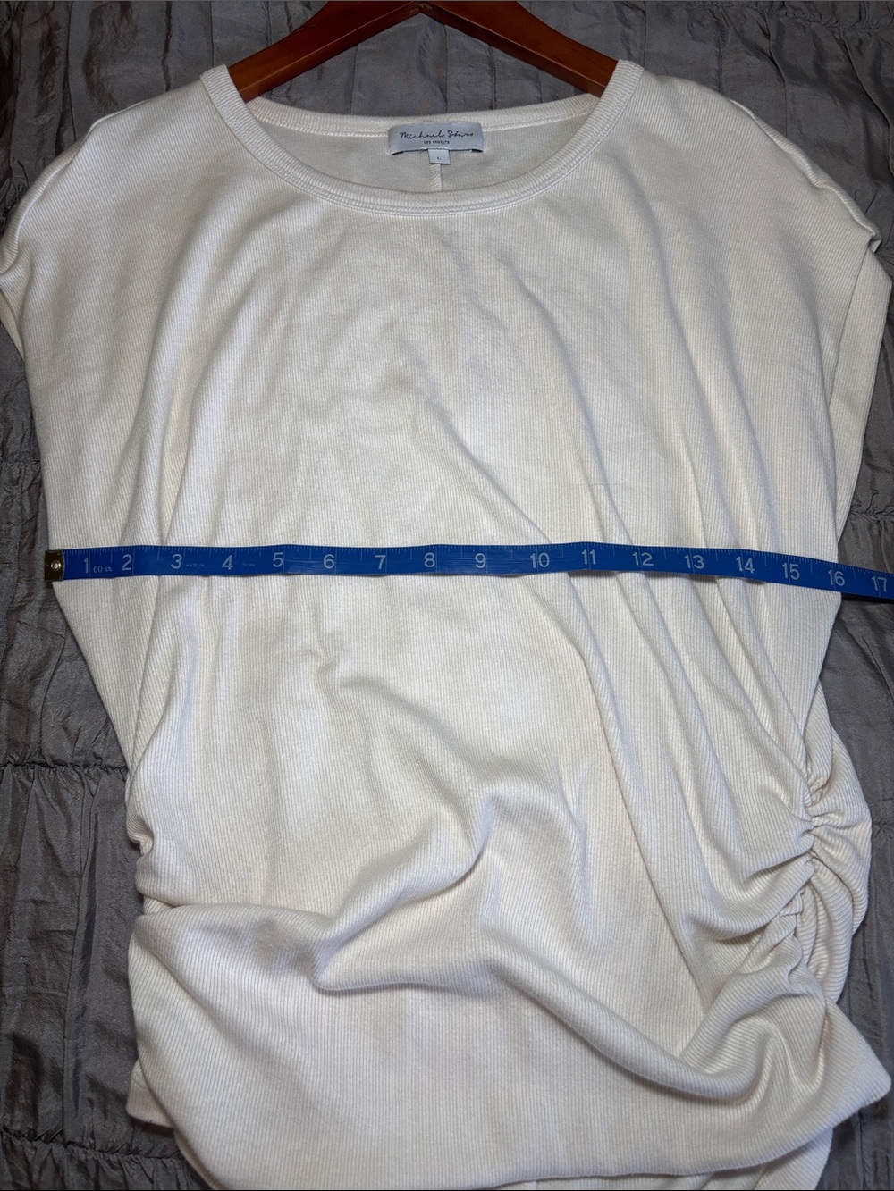 Michael Stars Off-White Side-Ruched Dolman Tunic - Picture 8 of 9